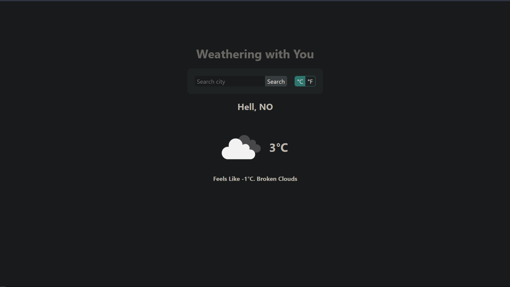 Weather App project screenshot